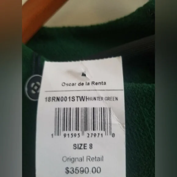 ❤️BUY2️⃣GET1️⃣🆓♧$3,590 OSCAR DE LA RENTA GREEN WOOL BOW RUNWAY GOWN 8 M - Picture 4 of 7